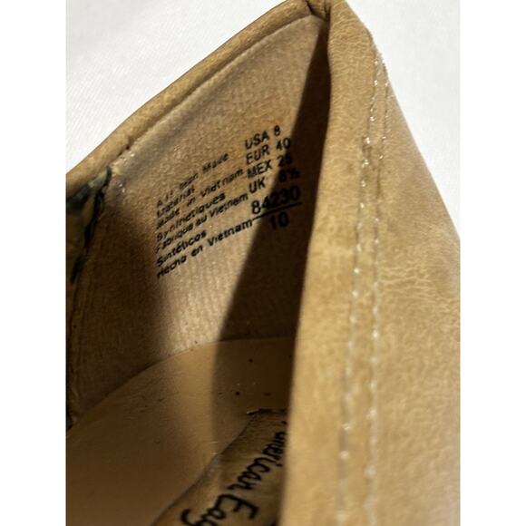 American Eagle y2k Taupe Slip on women cone heels round toe Sz 8 career boho - Picture 7 of 8